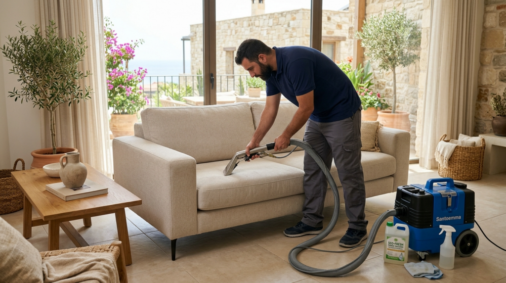 Professional upholstery cleaning in Limassol using eco-friendly detergents