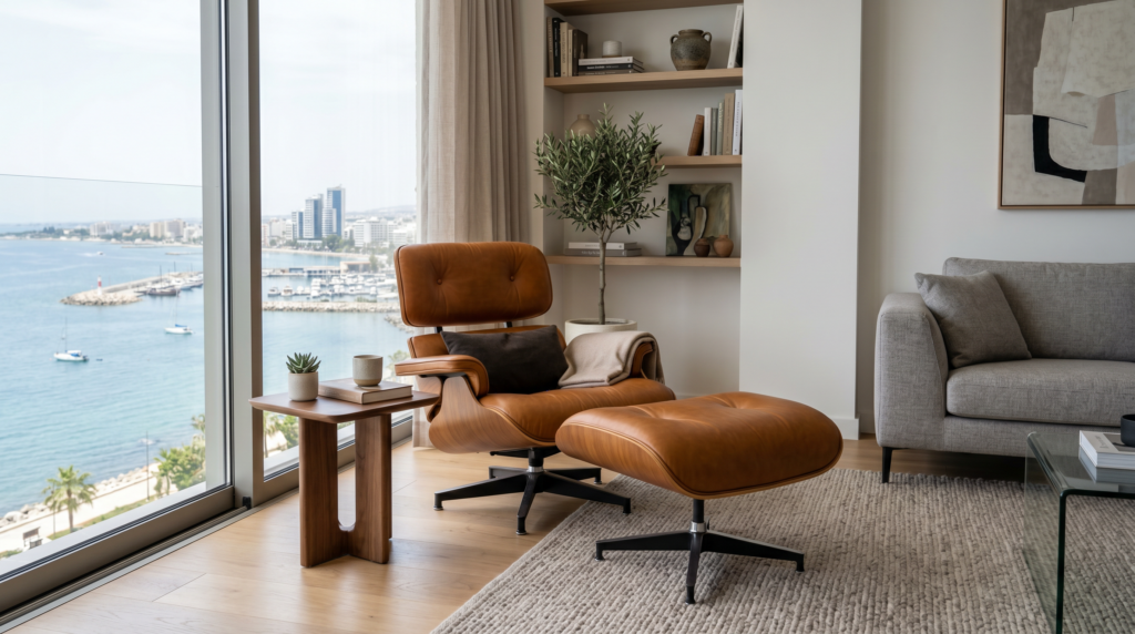 Well-maintained leather armchair in a modern interior